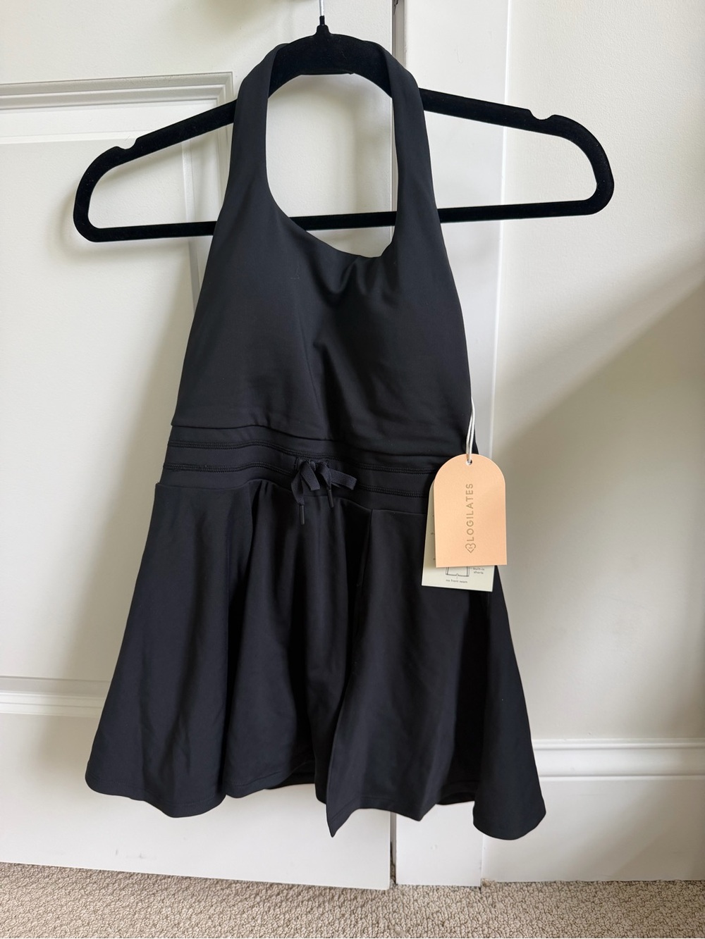 BloGilates Black Halter Skirted Tank